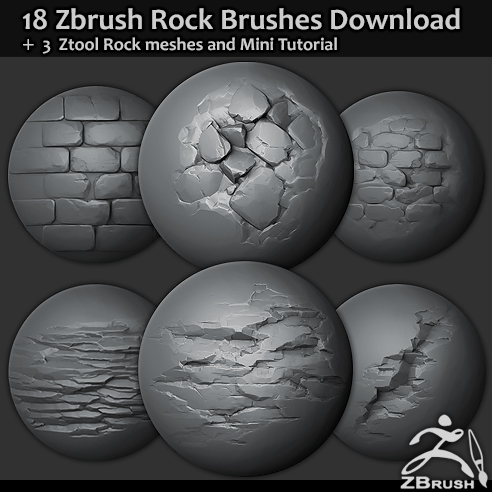 Zbrush Brushes - 18 Stylized rock brushes